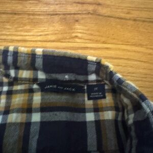 Janie and Jack Navy and Mustard Plaid Button Down Shirt